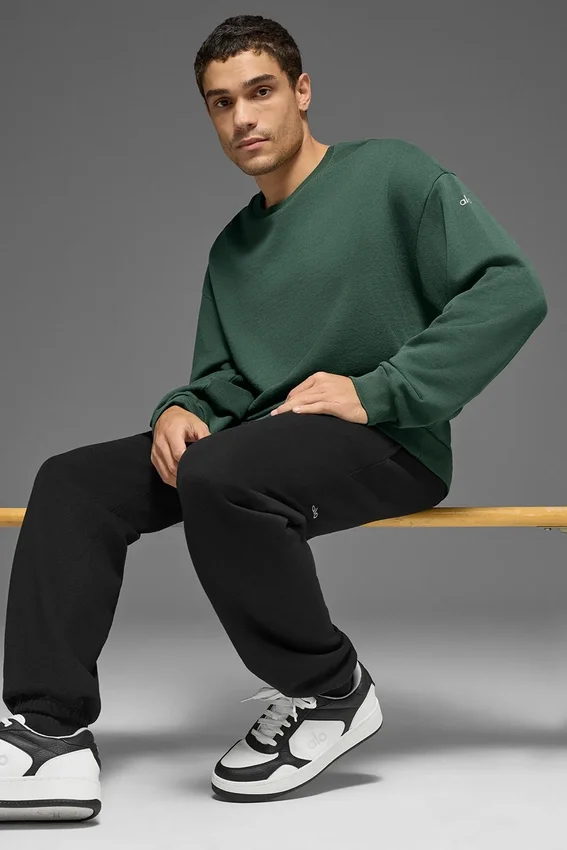 Chill-Pullover mit Rundhalsausschnitt – Kleegrün