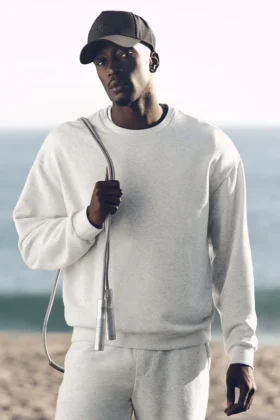 Chill Pullover mit Rundhalsausschnitt – Weiß meliert