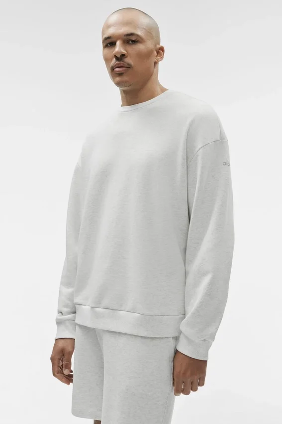 Chill Pullover mit Rundhalsausschnitt – Weiß meliert