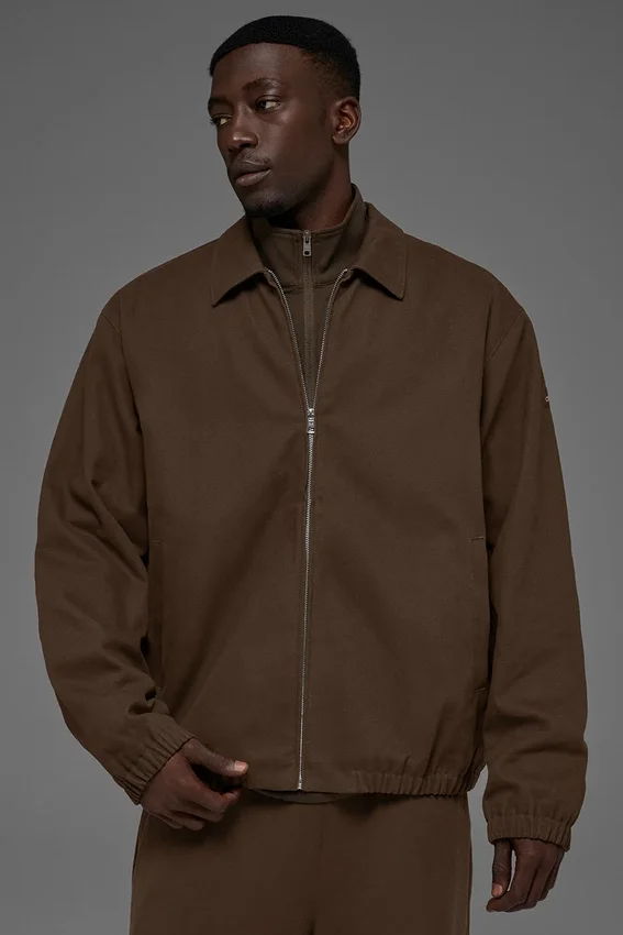 Coaches-Jacke aus Baumwoll-Canvas – Espresso