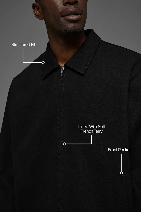 Coaches-Jacke aus Baumwoll-Canvas – Schwarz