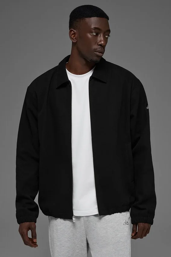 Coaches-Jacke aus Baumwoll-Canvas – Schwarz