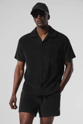 Coastal Terry Button-up – Schwarz