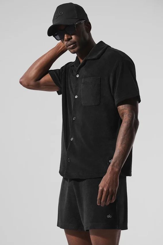 Coastal Terry Button-up – Schwarz