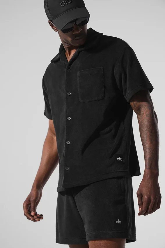 Coastal Terry Button-up – Schwarz