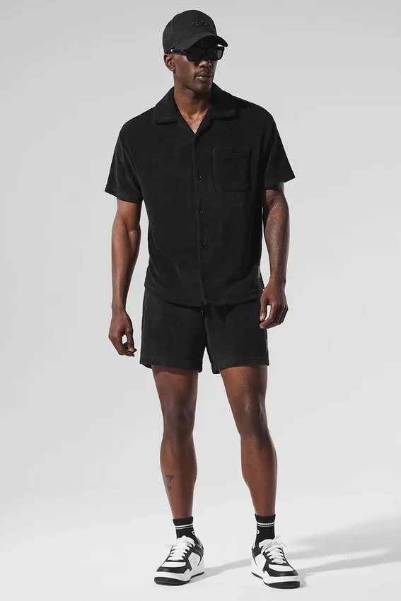 Coastal Terry Button-up – Schwarz