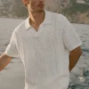 Coastline Knit Kurzarmshirt – Elfenbein