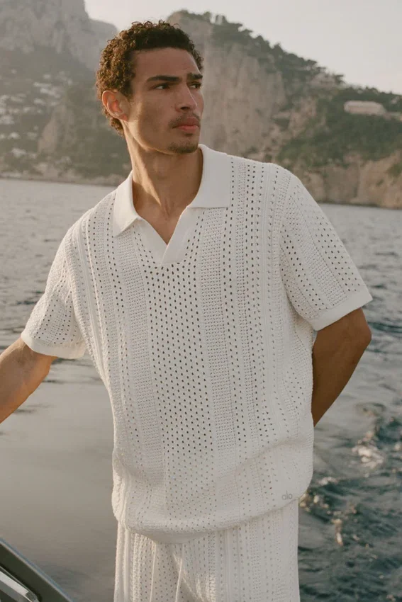 Coastline Knit Kurzarmshirt – Elfenbein