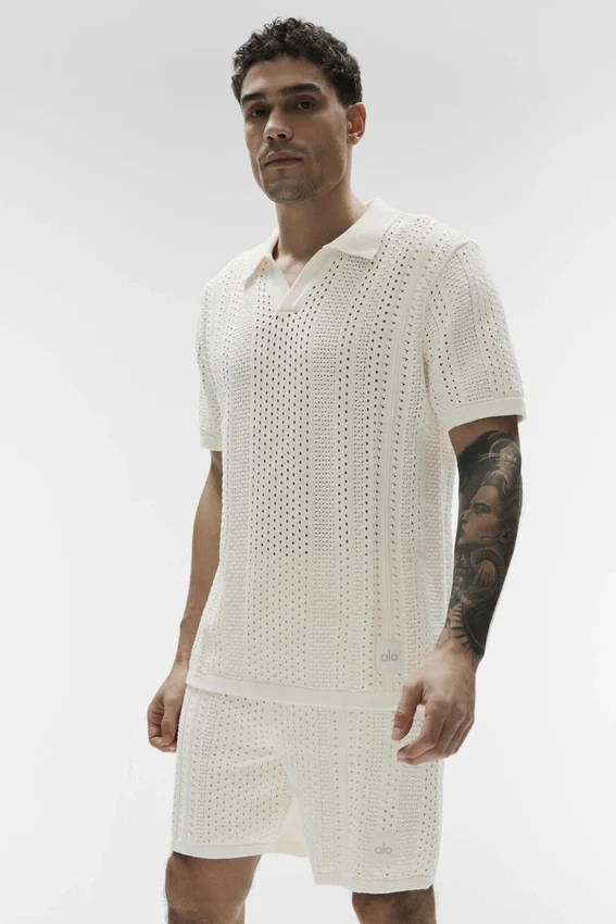 Coastline Knit Kurzarmshirt – Elfenbein