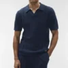 Coastline-Strick-Polo mit Kurzarmshirts – Marineblau