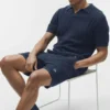 Coastline-Strick-Polo mit Kurzarmshirts – Marineblau