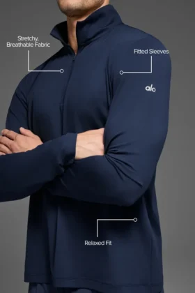 Conquer 1/4-Reißverschluss Reform Langarmshirt – Marineblau