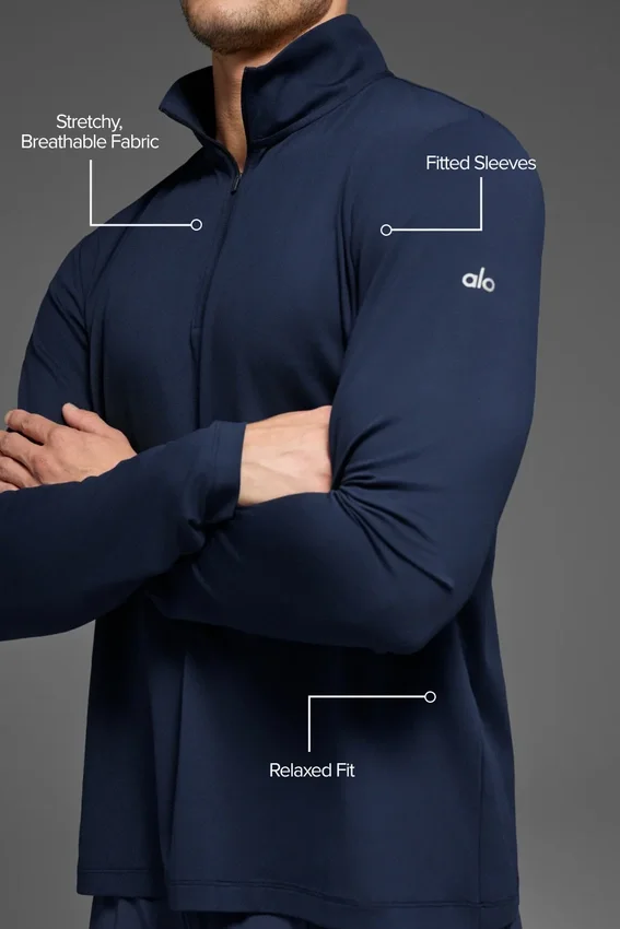 Conquer 1/4-Reißverschluss Reform Langarmshirt – Marineblau