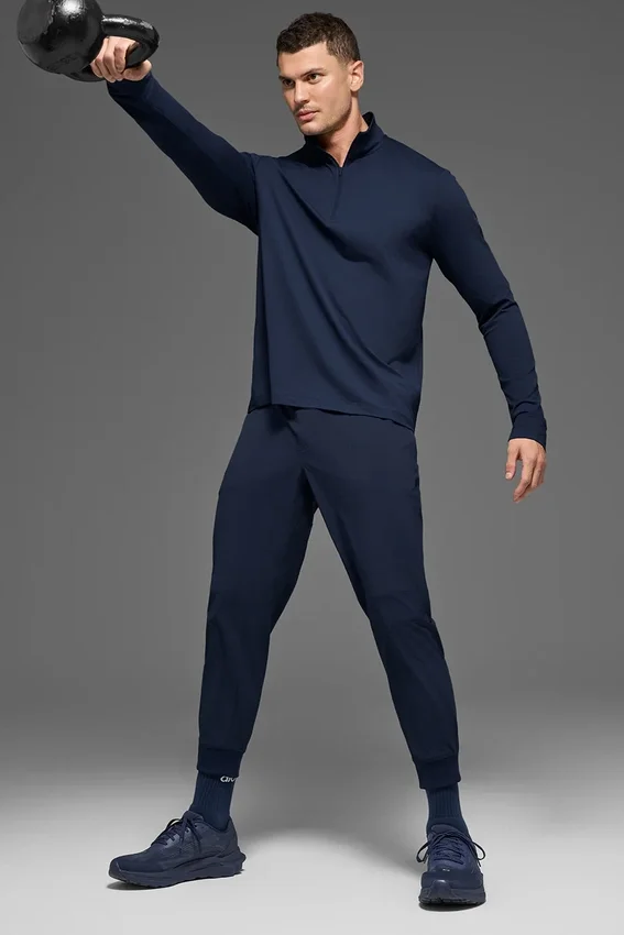 Conquer 1/4-Reißverschluss Reform Langarmshirt – Marineblau