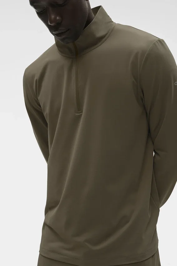 Conquer 1/4-Reißverschluss Reform Langarmshirt – Olive Tree