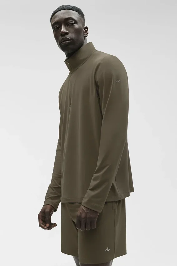 Conquer 1/4-Reißverschluss Reform Langarmshirt – Olive Tree