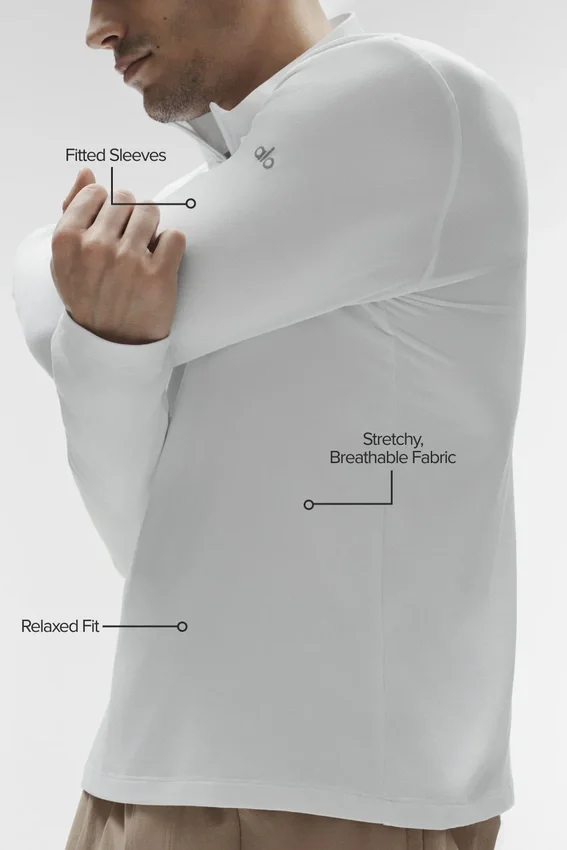 Conquer 1/4-Reißverschluss Reform Langarmshirt – Weiß