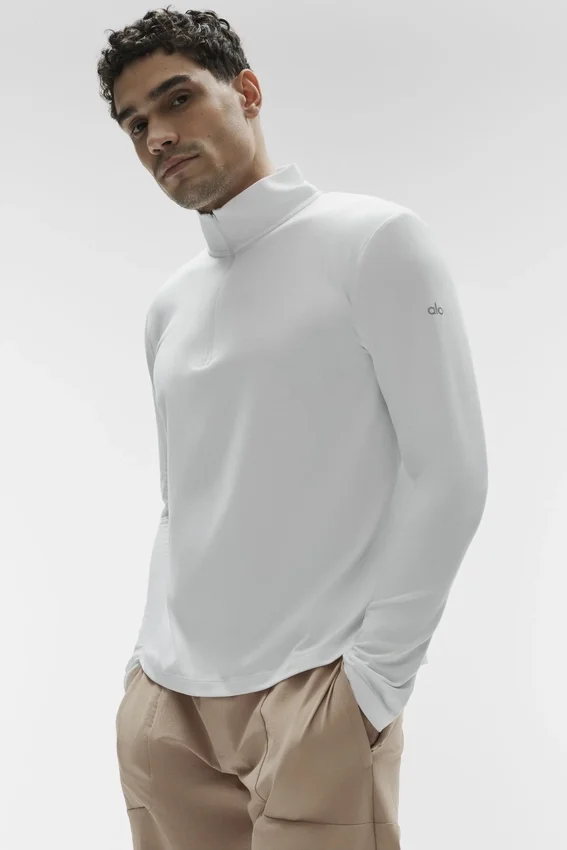 Conquer 1/4-Reißverschluss Reform Langarmshirt – Weiß