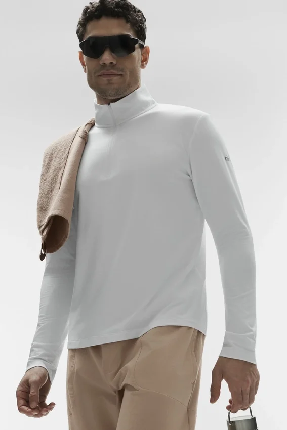 Conquer 1/4-Reißverschluss Reform Langarmshirt – Weiß