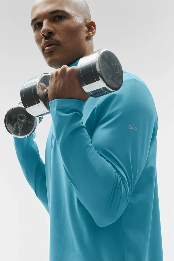 Conquer 1/4 Zip Reform Langarmshirt – Blue Breeze