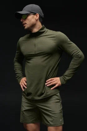 Conquer 1/4 Zip Reform Langarmshirt – Green Olive