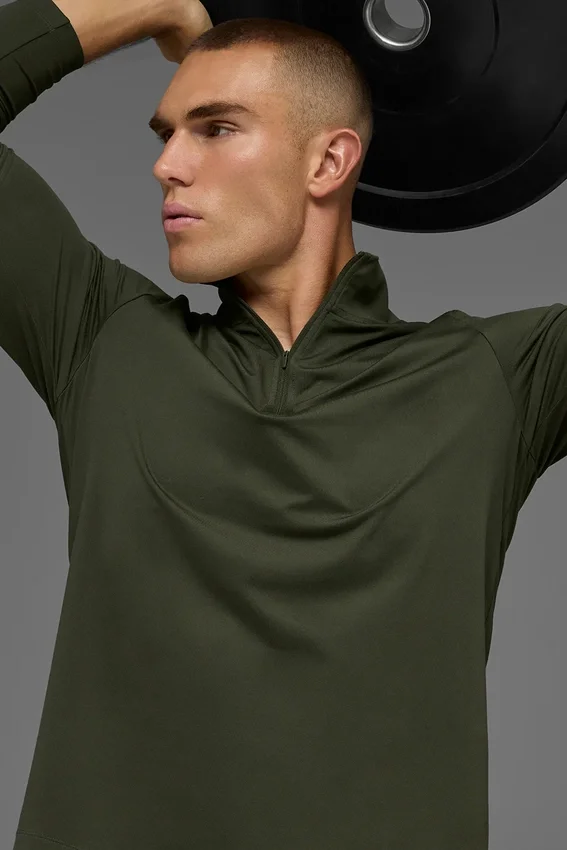 Conquer 1/4 Zip Reform Langarmshirt – Green Olive