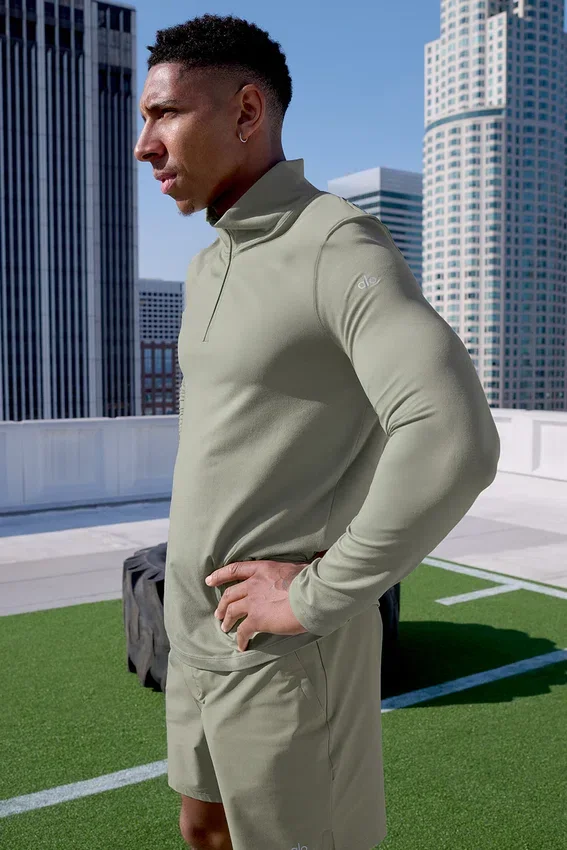 Conquer 1/4 Zip Reform Langarmshirt – Limestone