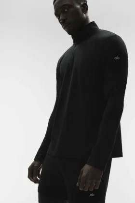 Conquer 1/4 Zip Reform Langarmshirt – Schwarz