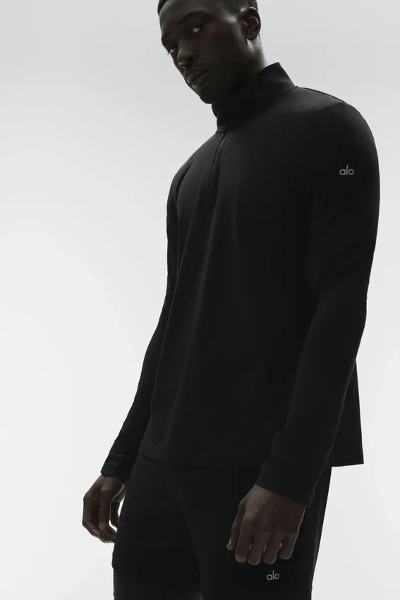 Conquer 1/4 Zip Reform Langarmshirt – Schwarz