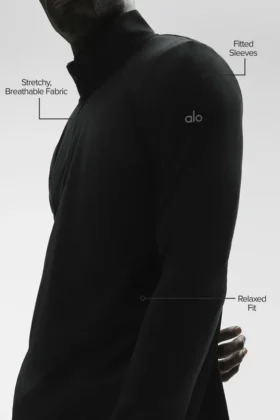 Conquer 1/4 Zip Reform Langarmshirt – Schwarz