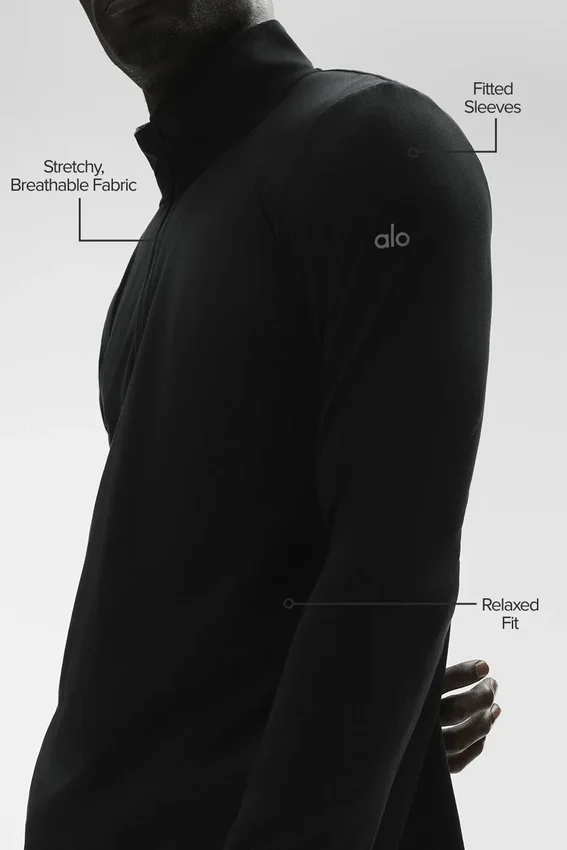 Conquer 1/4 Zip Reform Langarmshirt – Schwarz
