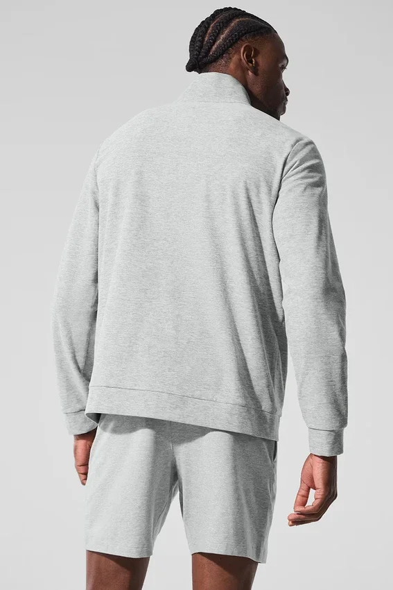 Conquer Max Mock Neck Full Zip – Athletic Heather Grey