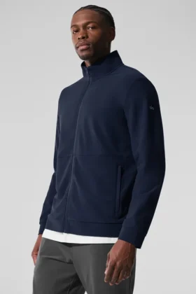 Conquer Max Mock Neck Full Zip – Marineblau