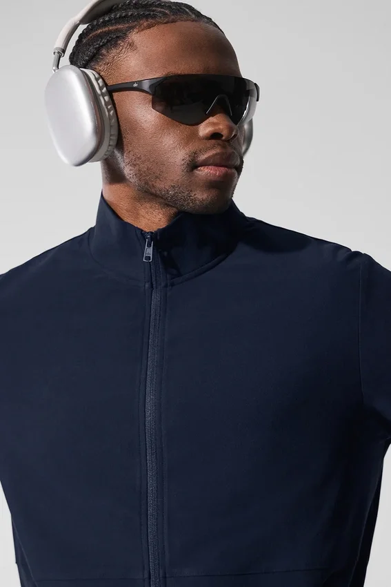 Conquer Max Mock Neck Full Zip – Marineblau