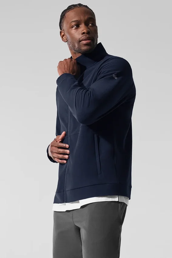 Conquer Max Mock Neck Full Zip – Marineblau