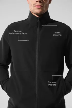 Conquer Max Mock Neck Full Zip – Schwarz