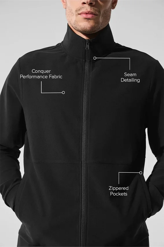 Conquer Max Mock Neck Full Zip – Schwarz