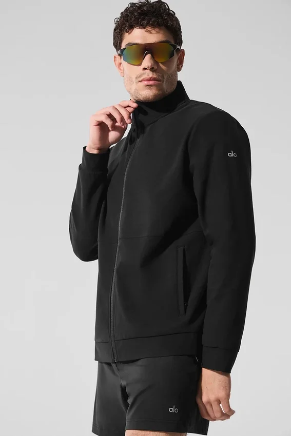 Conquer Max Mock Neck Full Zip – Schwarz