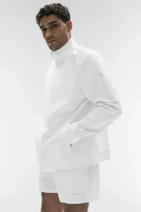 Conquer Max Mock Neck Full Zip – Weiß