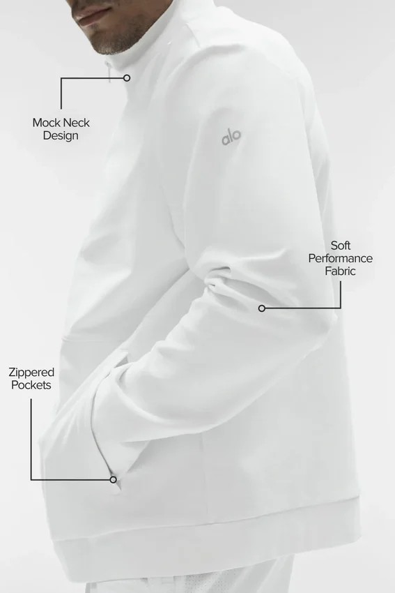 Conquer Max Mock Neck Full Zip – Weiß