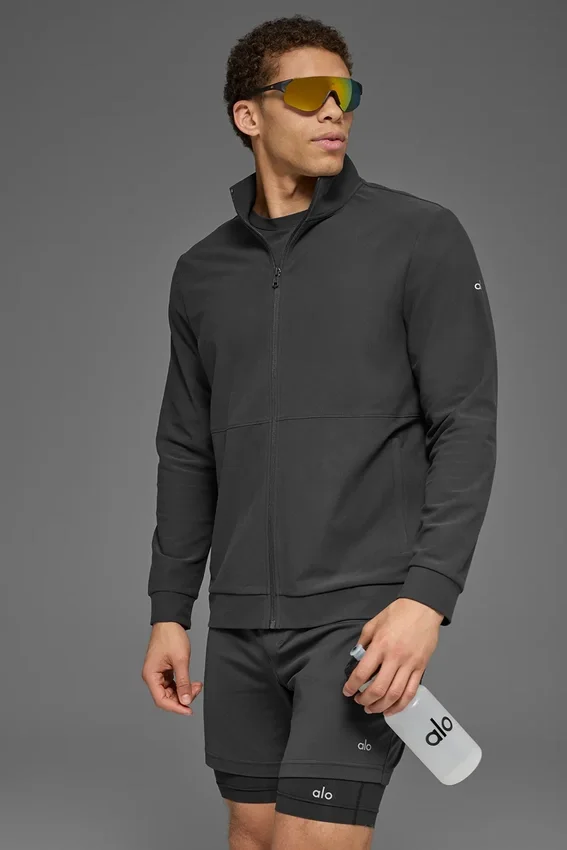 Conquer Max Pullover mit Stehkragen und durchgehendem Reißverschluss – Anthrazit