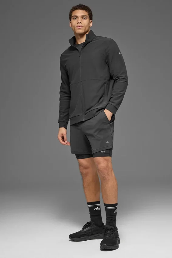 Conquer Max Pullover mit Stehkragen und durchgehendem Reißverschluss – Anthrazit