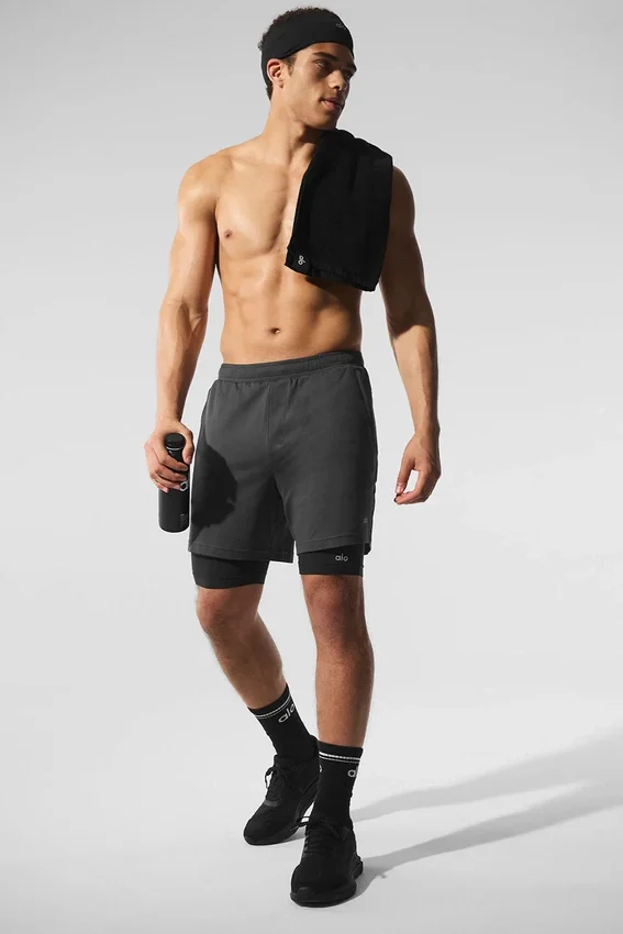 Conquer React 2-in-1 Performance-Shorts – Anthrazit/Schwarz