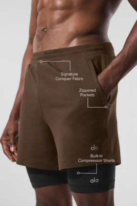 Conquer React 2-in-1 Performance-Shorts – Espresso/Schwarz