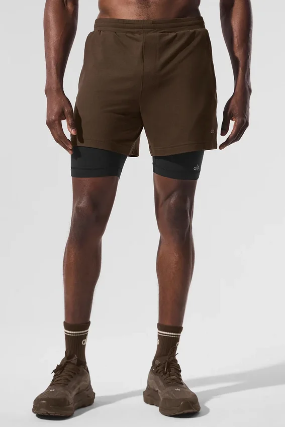 Conquer React 2-in-1 Performance-Shorts – Espresso/Schwarz