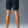 Conquer React 2-in-1 Performance-Shorts – Marineblau/Schwarz