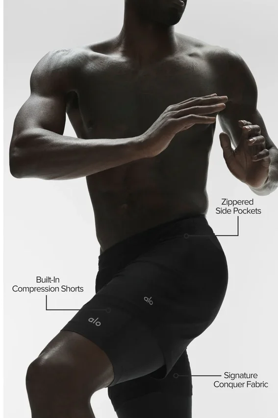 Conquer React 2-in-1 Performance-Shorts – Schwarz/Schwarz