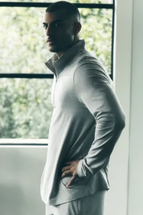 Conquer Reform Langarmshirt mit 1/4-Reißverschluss – Athletic Heather Grey