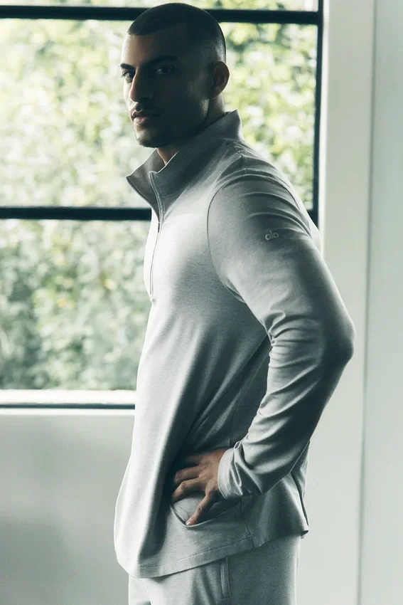 Conquer Reform Langarmshirt mit 1/4-Reißverschluss – Athletic Heather Grey