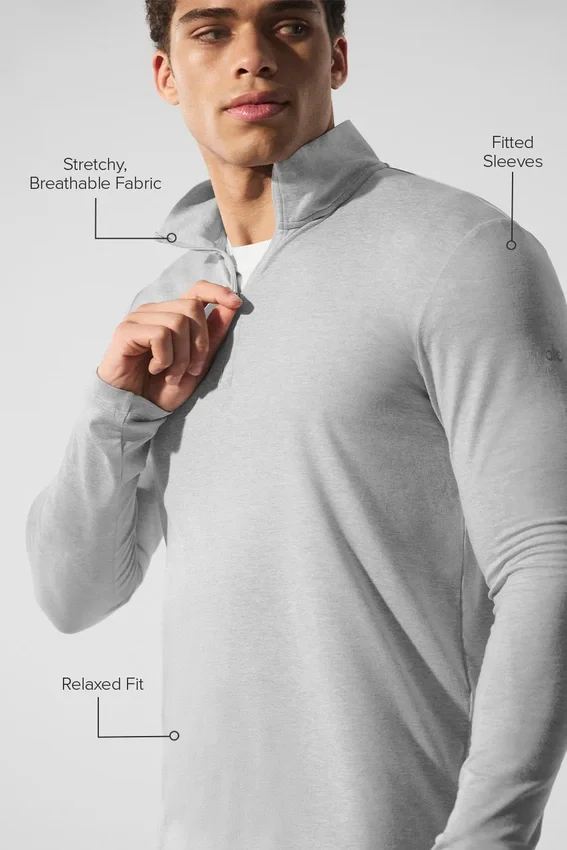 Conquer Reform Langarmshirt mit 1/4-Reißverschluss – Athletic Heather Grey